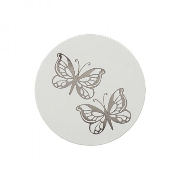 Trouwkaart Sluitzegel met vlindertjes in zilverfolie