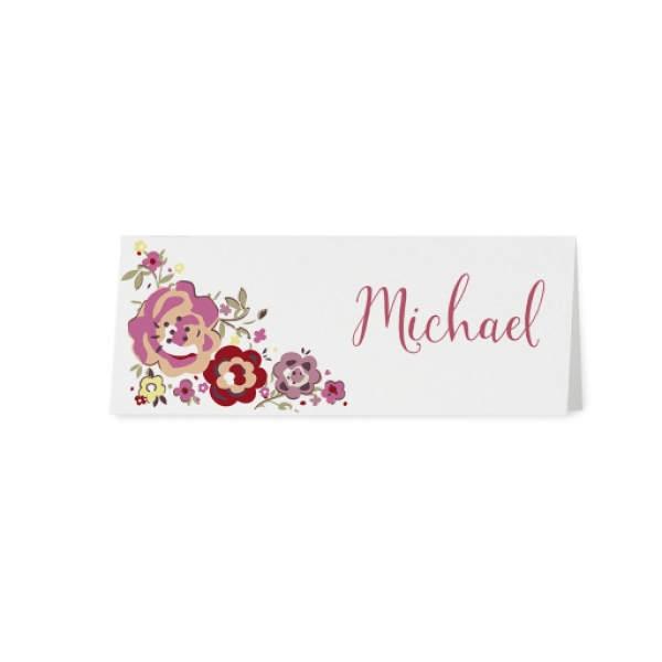 Trouwkaart Tafelkaartje passend bij de trouwkaart met transparante wikkel en bloemenprint