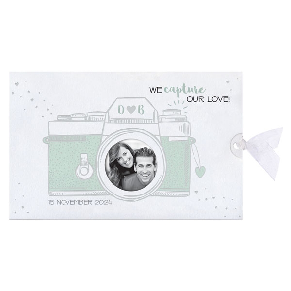 Uittrekbare trouwkaart met zilverfolie details